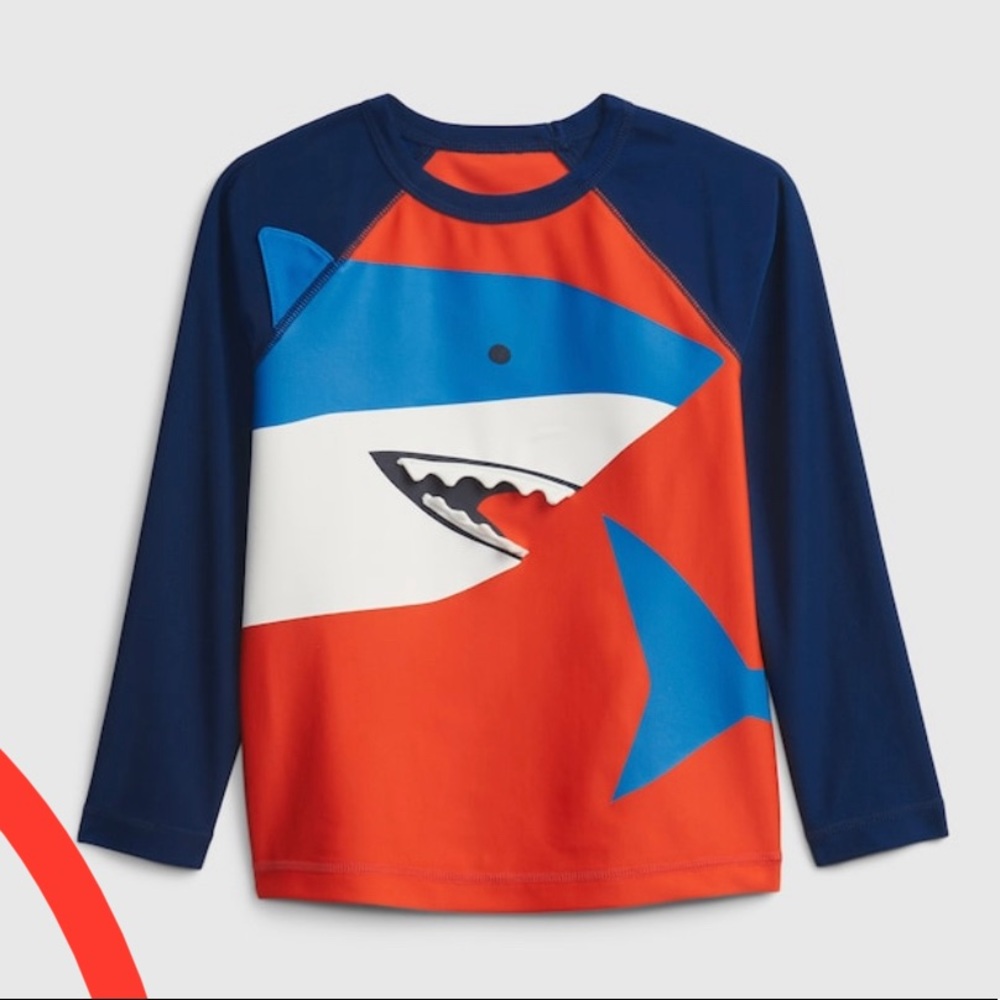 GAP Kids Blue and Orange Shark Rashguard
